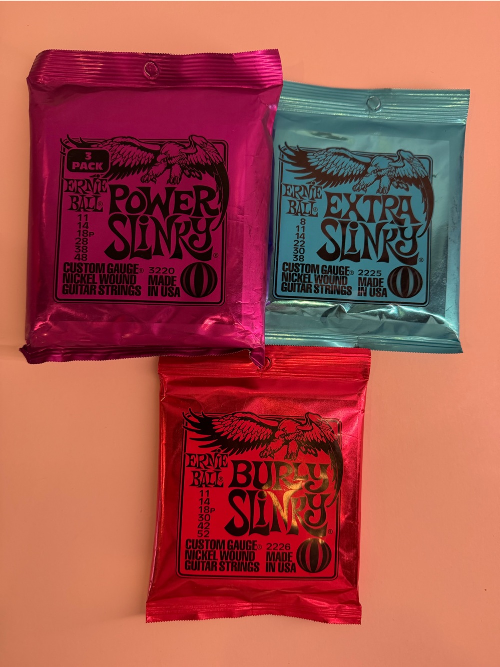 Ernie Ball Extra Slinky Guitar Strings Pack -3pack and 2 single packs